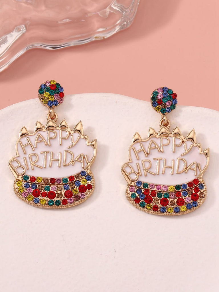 Boucles d'oreilles vintage en strass pour gâteau d'anniversaire