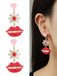 Boucles d'oreilles Saint Valentin coeur rose et lèvres rouges