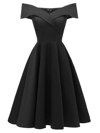 [Prévente] Robe Swing Vintage Année 50 Solide Epaule Nu Soirée Cocktail Nou