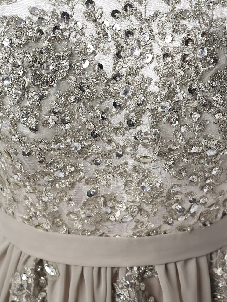 robe longue strass mousseline patchwork tulle
