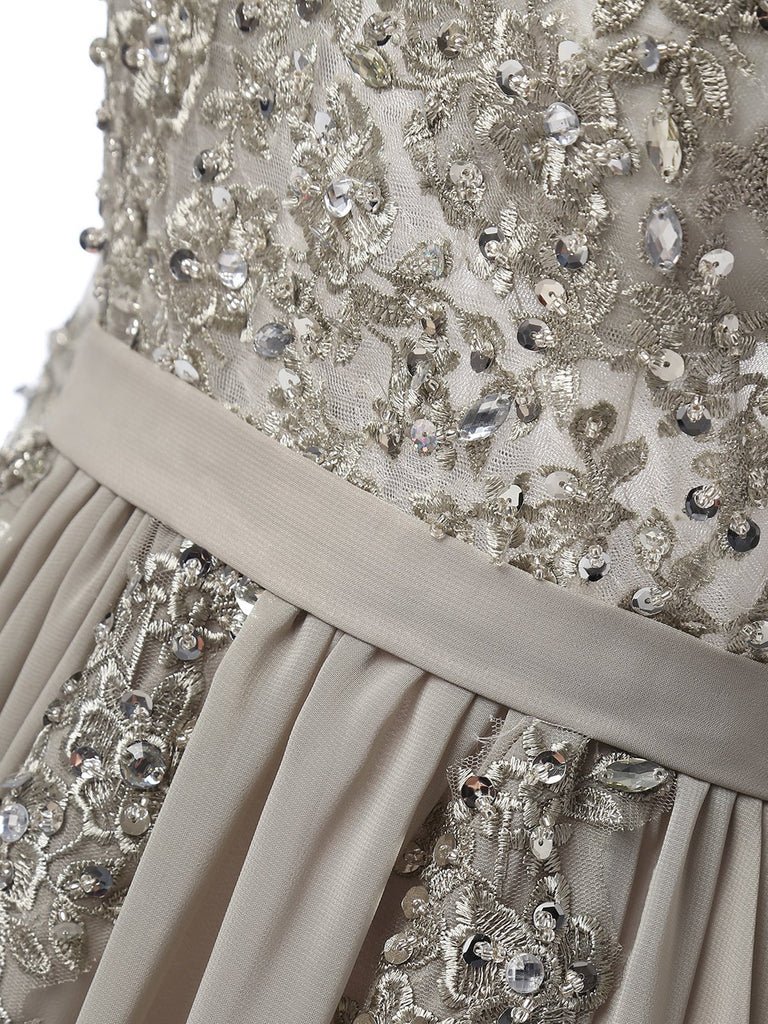 robe longue strass mousseline patchwork tulle