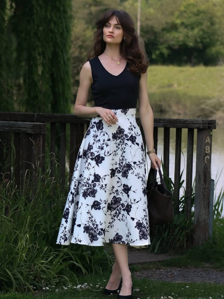 Robe Vintage Année 50 Trapèze Florale Soirée Cocktail Pin Up