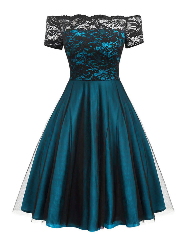 Robe Vintage Année 50 Dentelle Épaule Nue Soirée Cocktail Chic