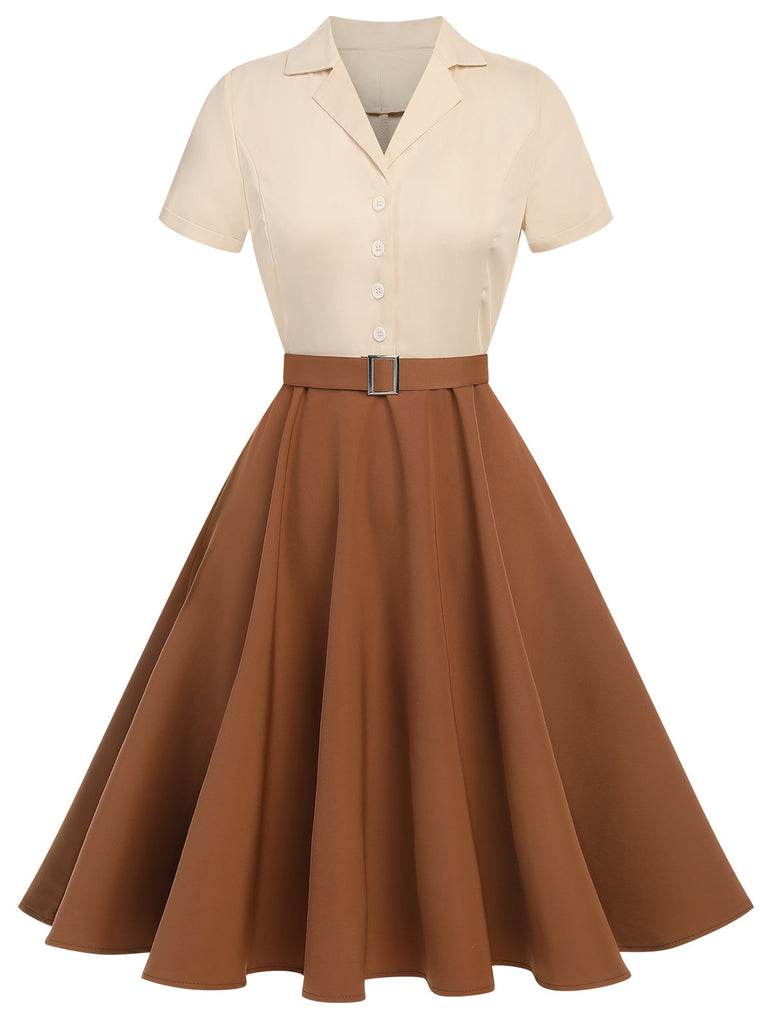 [Prévente] Robe boutonnée kaki verte style Blanche-Neige années 1950