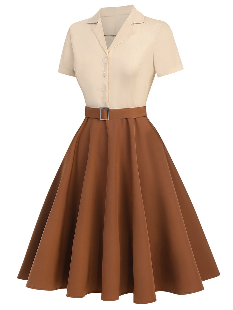 [Prévente] Robe boutonnée kaki verte style Blanche-Neige années 1950