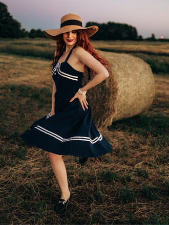 Robe Swing Vintage Année 50 Col Licou Soirée Cocktail Chic