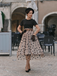 Robe Swing Vintage Année 50 Noire à Pois de Cœur Cocktail Pin Up