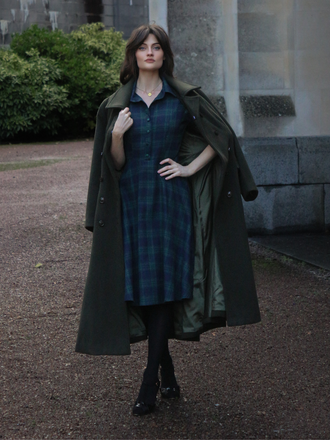 Robe Swing Vintage Verte Année 50 Boutonnée avec Ceinture Chic