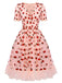 Robe Swing Vintage Année 50 Gaze Rose Fraise Soirée Cocktail