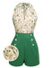 Combishort vintage à lacets et col licou à fleurs des années 1950
