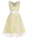 Robe Swing Vintage à Col V Année 50 avec Papillons Cocktail Pin Up