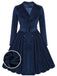 Manteau Long Velours Bleu Marine Années 1950 4