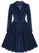 Manteau Long Velours Bleu Marine Années 1950 5