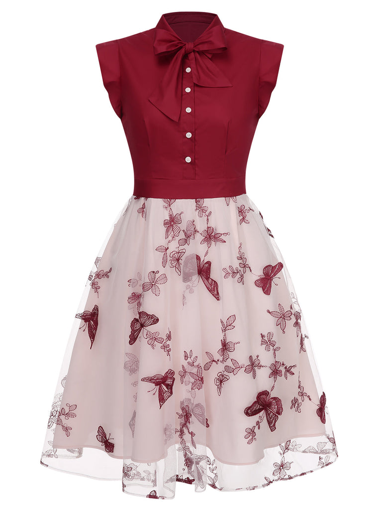 Robe vintage patchwork papillon des années 1950 Cocktail Chic