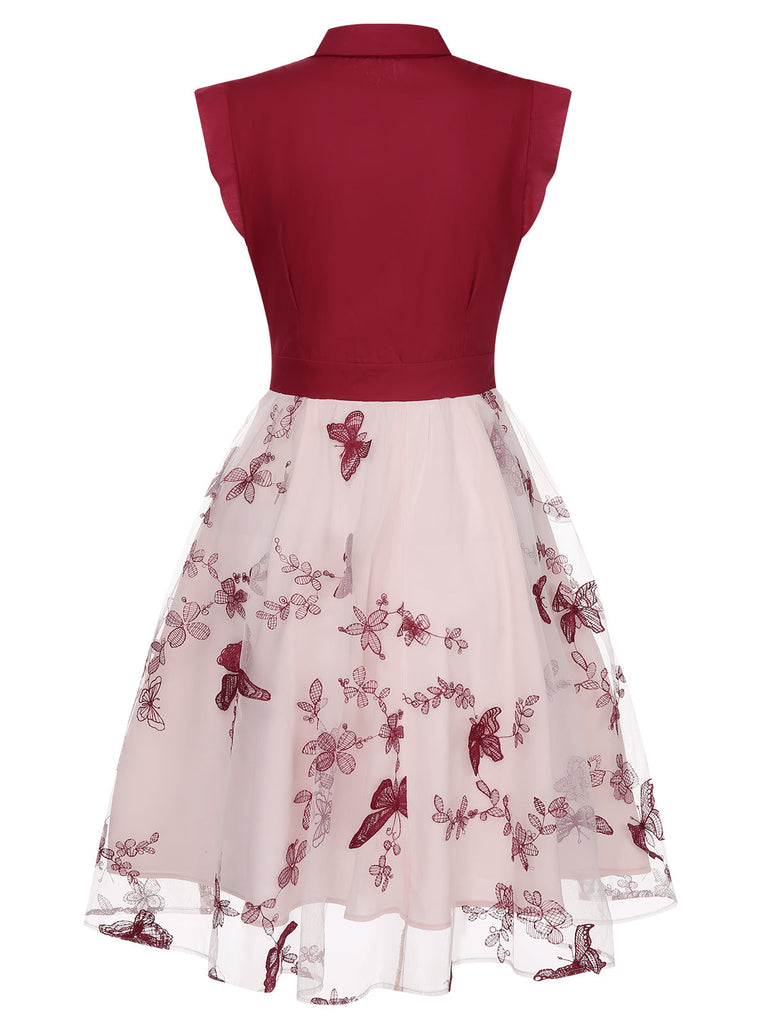 Robe vintage patchwork papillon des années 1950 Cocktail Chic