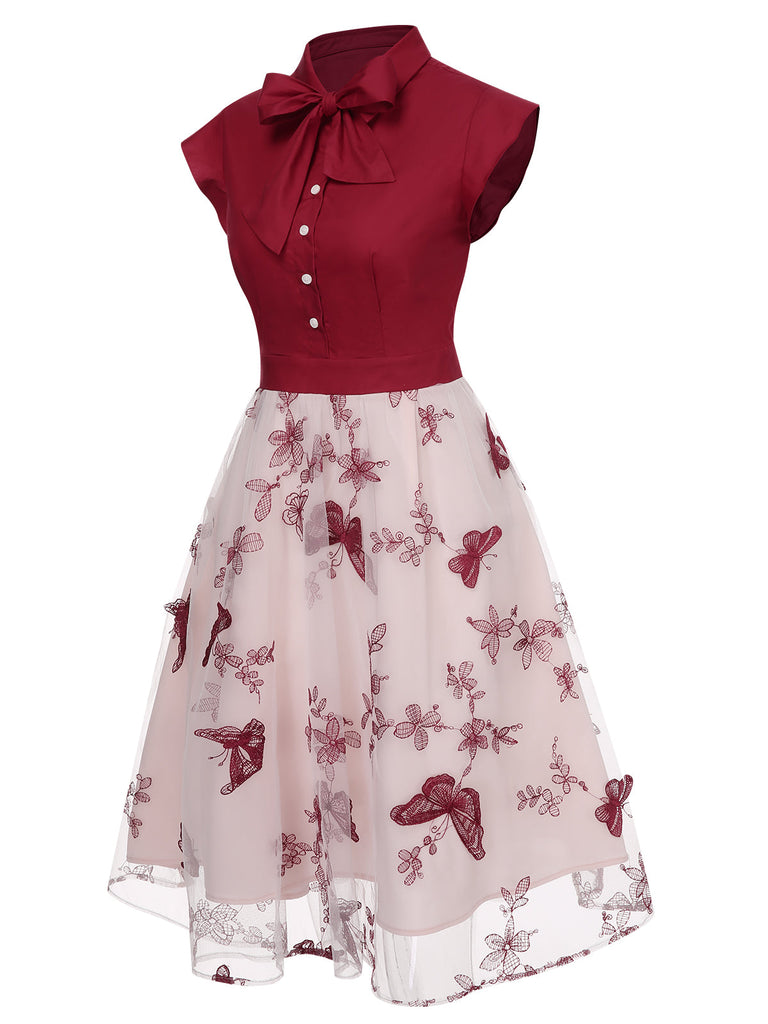 Robe vintage patchwork papillon des années 1950 Cocktail Chic
