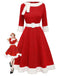 Robe de Noël en peluche rouge des années 1950