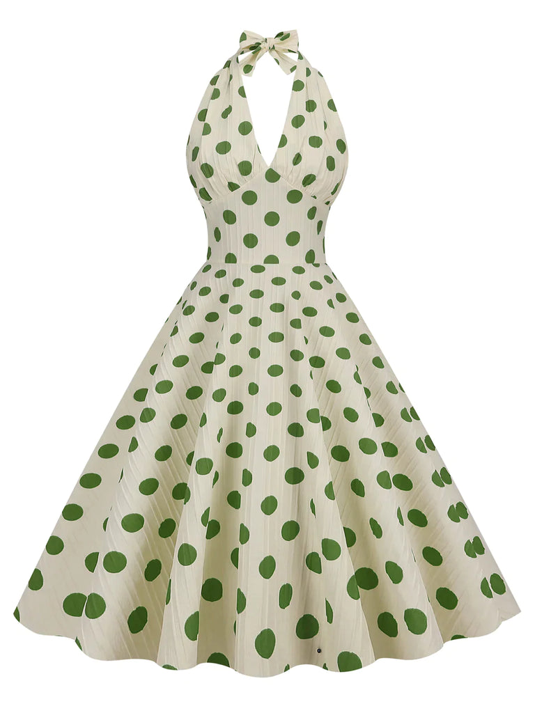 Robe trapèze dos nu à pois des années 1950 Cocktail Chic