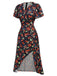 [Prévente] Robe violette col V et boutons motif lapin et fleurs années 40
