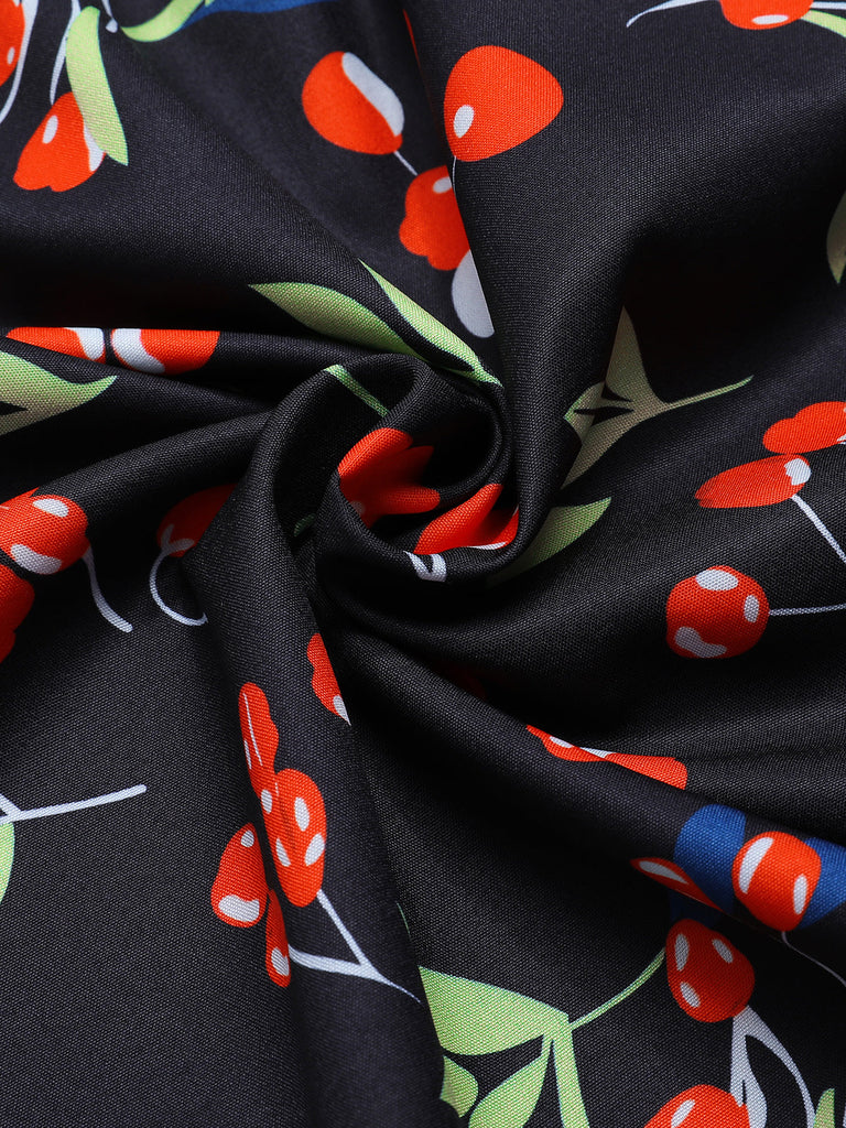 [Prévente] Robe violette col V et boutons motif lapin et fleurs années 40