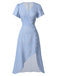 [Prévente] Robe bleu à col en V à fleurs des années 1930