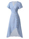 [Prévente] Robe bleu à col en V à fleurs des années 1930