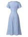 [Prévente] Robe bleu à col en V à fleurs des années 1930