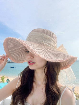 Chapeau de soleil à large bord en dentelle vintage