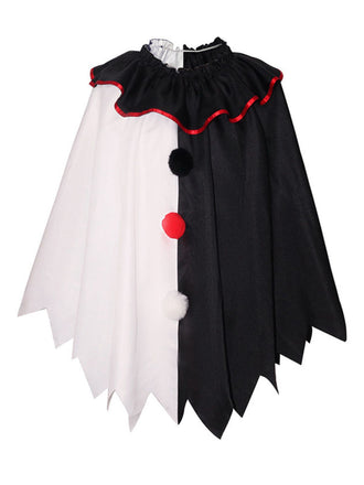 Cape de clown d'horreur d'Halloween cosplay noire années 1950