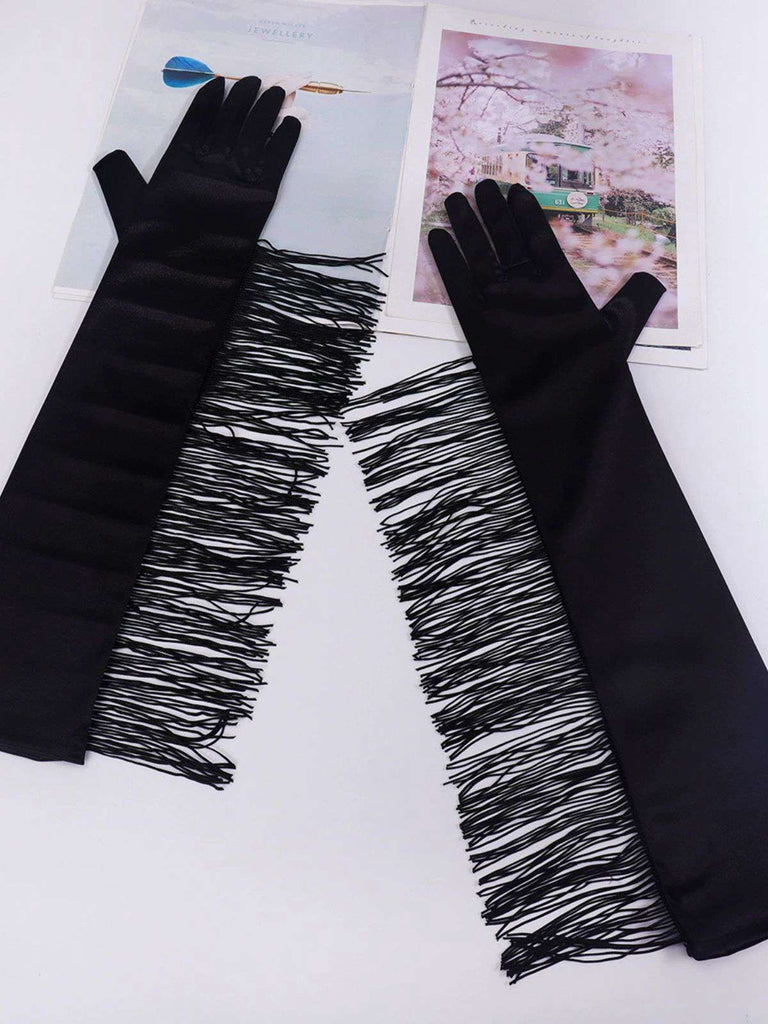 Gants longs vintage à franges pour opéra et fête