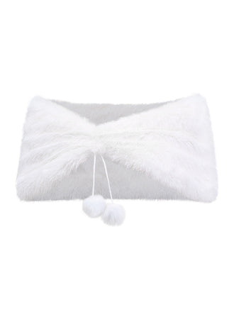 [Prévente] Cape à pompons en fausse fourrure blanche unie style années 1970