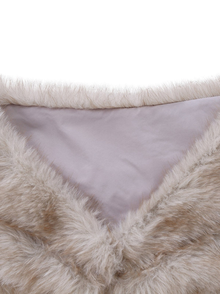 [Prévente] 2PCS robe à paillettes et châle en fausse fourrure marron années 1920