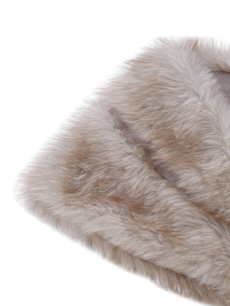 [Prévente] 2PCS robe à paillettes et châle en fausse fourrure marron années 1920