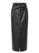Skirt Taille Haute PU Leather Fendu Ceinturé Maxi Années 1970 2