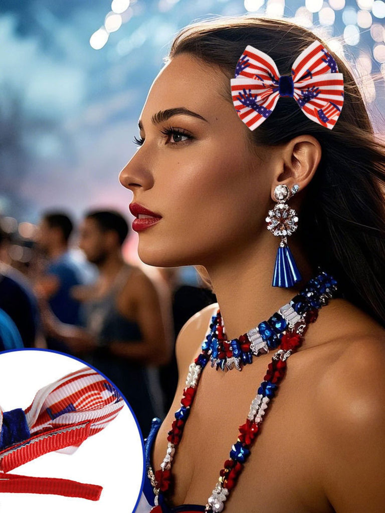 Accessoires Cheveux Vintage à Rayures Rouge et Bleu 3