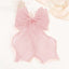 Barrette Cheveux Grand Nœud Organza Pailleté Rose