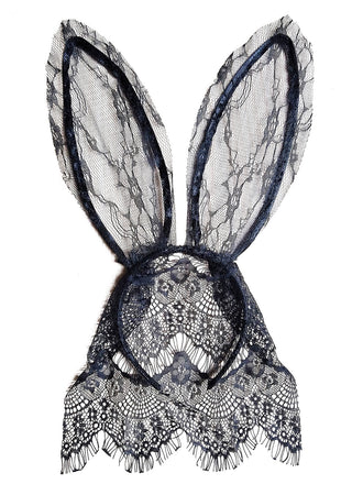 Accessoires Noir Halloween Dentelle Bunny Ears Veil Headband