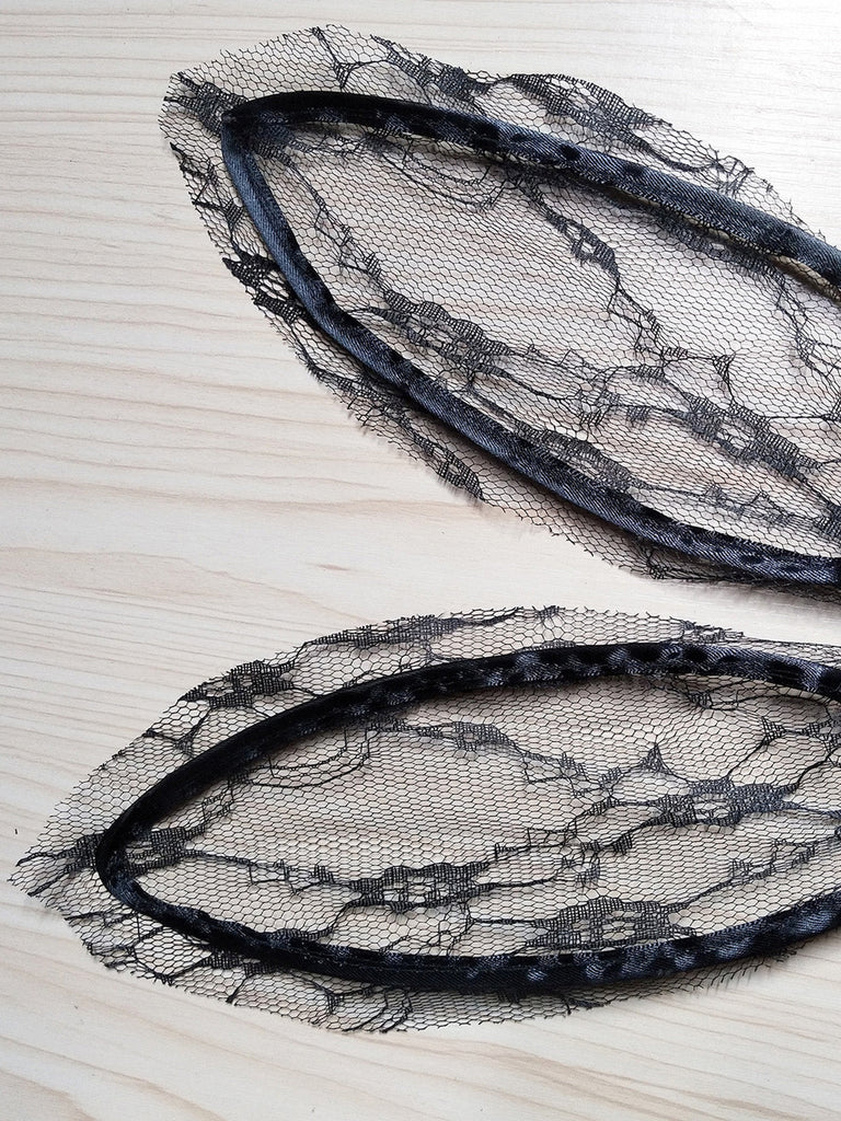 Accessoires Noir Halloween Dentelle Bunny Ears Veil Headband 4