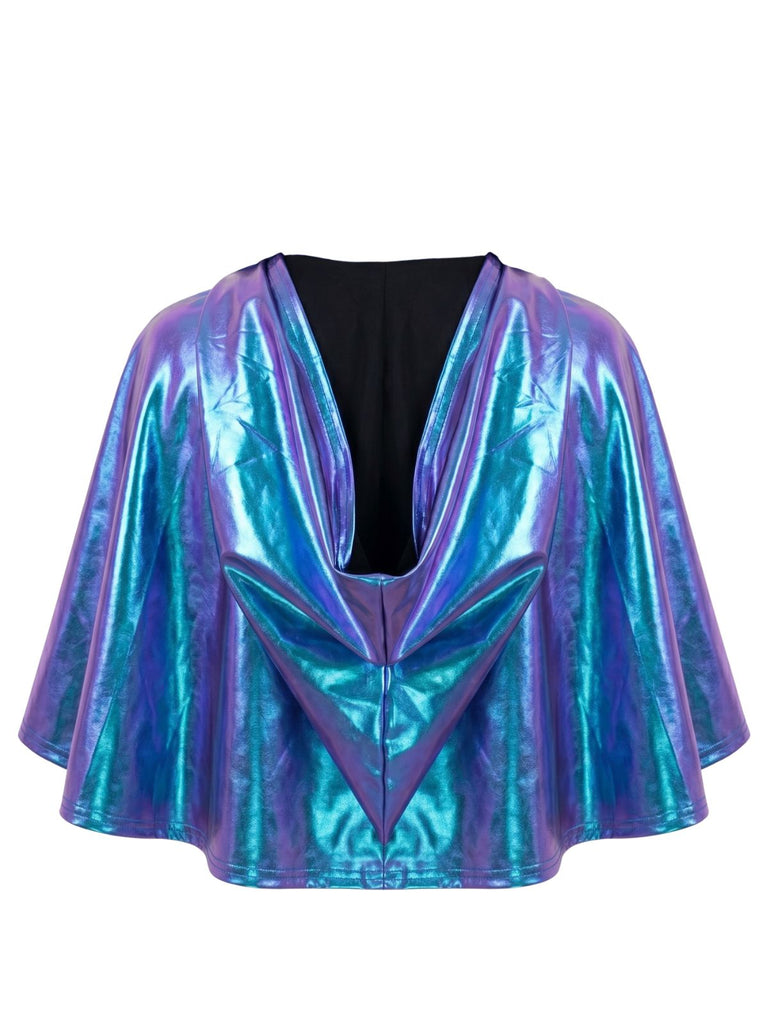 Cape Holographique à Capuche Métallique Court Années 1980 2