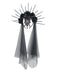 Coiffe Gothique Noire Voile Rose avec Pointes