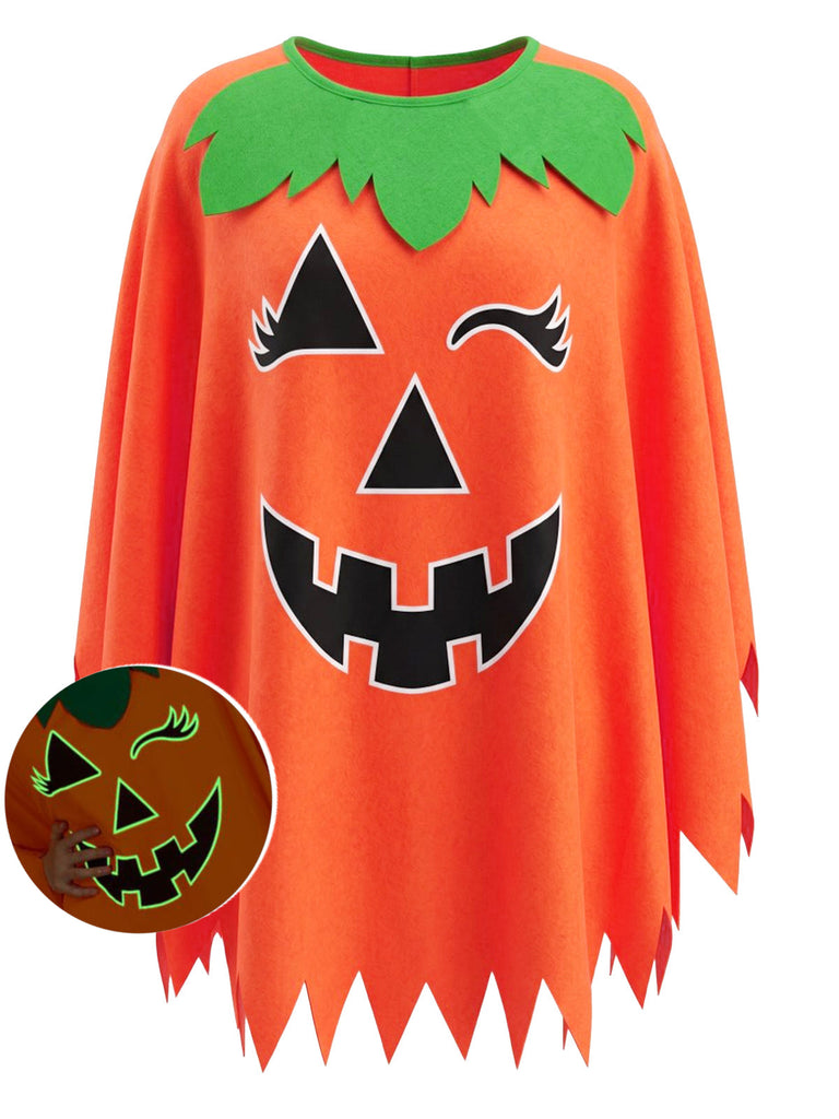 Ensemble cape orange phosphorescente à citrouille et bandeau d’Halloween années 1940