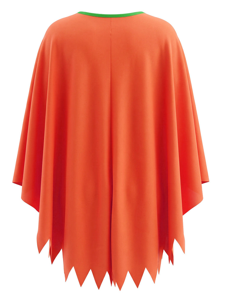 Ensemble cape orange phosphorescente à citrouille et bandeau d’Halloween années 1940