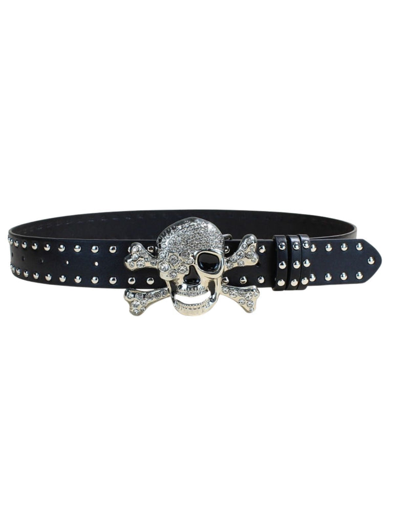 Accessoires Halloween Tête de Mort Rhinestone Studded Gothique Belt