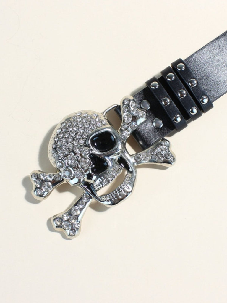 Accessoires Halloween Tête de Mort Rhinestone Studded Gothique Belt