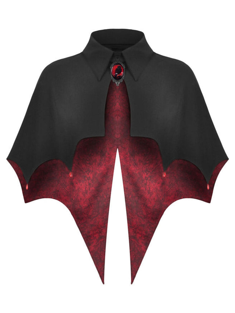 Cape Halloween Chauve-Souris Asymétrique avec Collier Gemme Années 1950