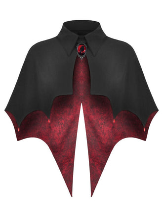 Cape Halloween Chauve-Souris Asymétrique avec Collier Gemme Années 1950