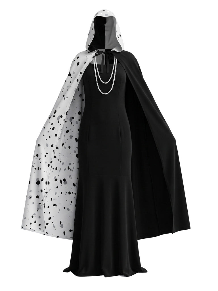 Ensemble 2 pièces inspiré de Cruella : cape à pois et robe années 1930