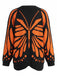 Gilet en maille orange motif papillon monarque années 1950