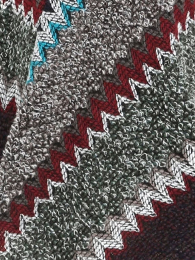 Cape poncho bohème en maille à chevrons et franges Années 1970 - 3