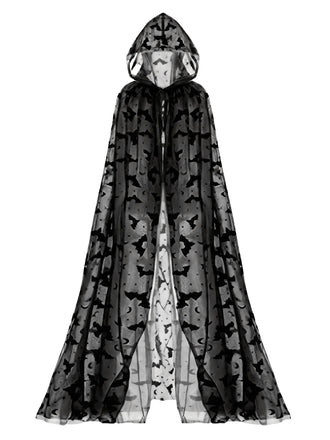 Cape Halloween Imprimé Chauve-Souris Long Cape à Capuche Années 1930